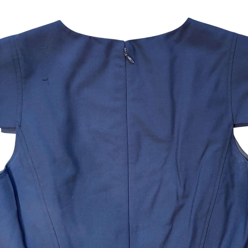 J.Crew Resume Wool Blend Midi Sheath Dress Blue Professional Packets 6T READ* - Picture 5 of 13